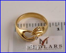 Rare Retired James Avery 14K Gold ring, Graceful Hands holding diamond, size 4.5