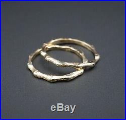 Rare Retired James Avery 14k Gold Bamboo Ring Pair Set of Two Size 6.5 RG2432