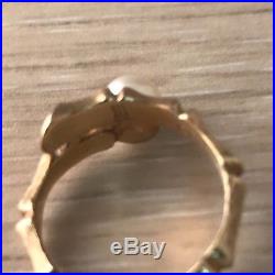 Rare Retired James Avery 14k Gold Bamboo Ring Sz 6 with Pearl 585