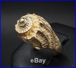 Rare Retired James Avery 14k Yellow Gold Sea Conch Shell Ring Size 6.75 RG803
