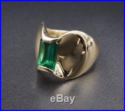 Rare Retired James Avery 14k Yellow Gold Vasar Emerald Monaco Ring Size 7 RG1308