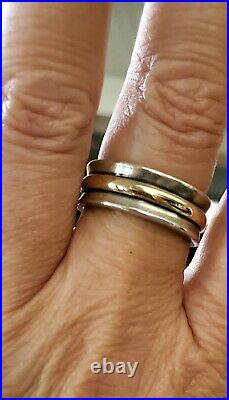 Rare, Retired James Avery 14kt Gold Center Band Sterling Silver Ring Unisez Sz10