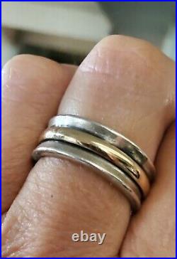 Rare, Retired James Avery 14kt Gold Center Band Sterling Silver Ring Unisez Sz10