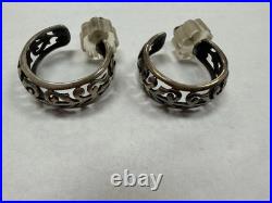 Rare Retired James Avery Adoree Scrolled Hoop Post Earrings Sterling Silver L20