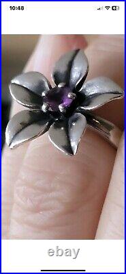 Rare, Retired James Avery Amethyst Flower Ring Size 10. Excellent