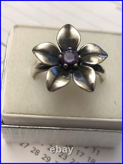 Rare, Retired James Avery Amethyst Flower Ring Size 11.5 NEAT! CAN BE SIZED