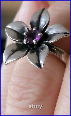 Rare, Retired James Avery Amethyst Flower Ring Size 5.75 NEAT