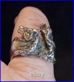 Rare Retired James Avery Double Horse Head Sterling Silver Ring, Free Shipping