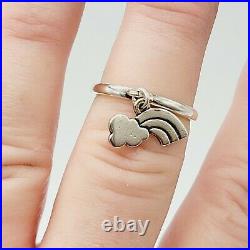 Rare! Retired James Avery Rainbow & Cloud Sterling Silver Dangle Charm Ring sz 8