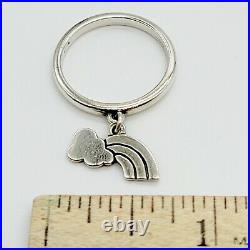 Rare! Retired James Avery Rainbow & Cloud Sterling Silver Dangle Charm Ring sz 8