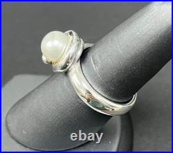 Rare Retired James Avery Size 8 Pearl Wrap Ring Sterling Silver