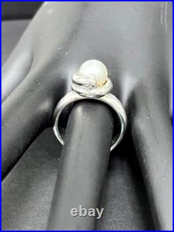 Rare Retired James Avery Size 8 Pearl Wrap Ring Sterling Silver