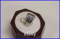 Rare Retired James Avery Sterling Scalloped Floral Wide Band Ring -SIZE 6.75