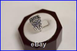 Rare Retired James Avery Sterling Scalloped Floral Wide Band Ring -SIZE 6.75