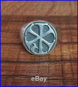 Rare Retired James Avery Sterling Silver Raised Chi Kho Signet Ring Sz 9 3/4 925