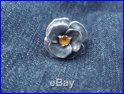 Rare Retired James Avery Sterling Silver Yellow Topaz Pansy Flower Ring Gift Box