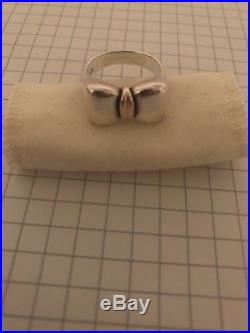 Rare Retired James Avery Sterling Silver and 14K Gold Bow Ring, Size 7.75