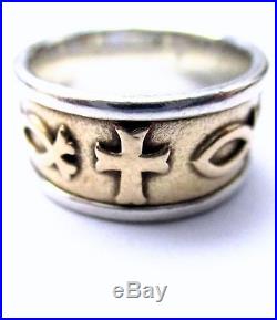 Rare, Retired James Avery Symbols of Christ Two Tone Band Ring Comfort Fit