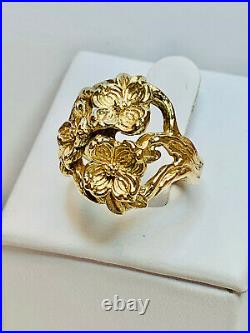 Rare Vintage James Avery 14k Yellow Gold Ring Dogwood Flower Produced 1977-1999