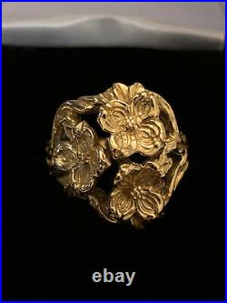 Rare Vintage James Avery 14k Yellow Gold Ring Dogwood Flower Produced 1977-1999