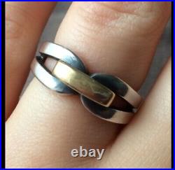 Reduced James Avery Sterling & 14k Gold Enduring Bond Ring SIZE 8