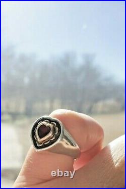 Reired James Avery Garnet Heart Ring Size 6 Vintage Piece, Hard To Find