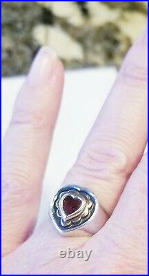 Reired James Avery Garnet Heart Ring Size 6 Vintage Piece, Hard To Find