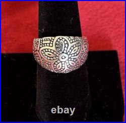 Retire James Avery 925 Sterling Wide Beaded Flower Dome Ring Size 7.5