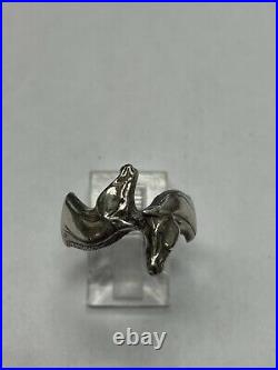 Retired And Rare James Avery Two Horse Head Sterling Silver Ring Size 5