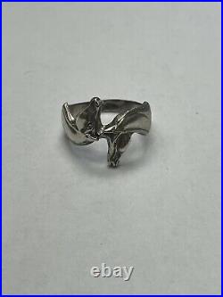 Retired And Rare James Avery Two Horse Head Sterling Silver Ring Size 5
