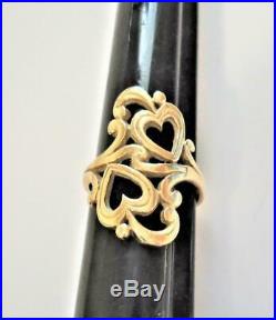 Retired Beautiful JAMES AVERY 14K Gold Scrolled Two Hearts Ring