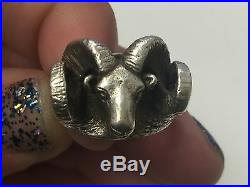 Retired HTF James Avery Sterling Silver Ram 3D Heavy Ring Size 7 Rare