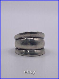 Retired Heavy James Avery Size 7 WIDE Triple Segment Dome Ring So Pretty