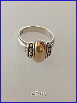 Retired JAMES AVERY 14K GOLD AND STERLING SILVER Beaded Dome Ring Size 6.5