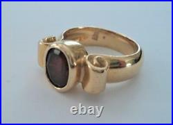 Retired JAMES AVERY 14K Yellow Gold Wide Scroll RIng with Garnet Sz 6