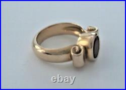 Retired JAMES AVERY 14K Yellow Gold Wide Scroll RIng with Garnet Sz 6