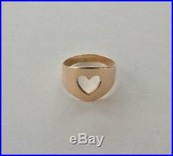 Retired JAMES AVERY 14K Yellow Gold Wide Tapered OPEN HEART Ring Sz 6