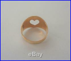 Retired JAMES AVERY 14K Yellow Gold Wide Tapered OPEN HEART Ring Sz 6