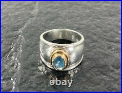 Retired JAMES AVERY Christina Blue Topaz Ring 18Kt & 925 Sz 6.5 8.1 Grams