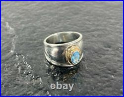 Retired JAMES AVERY Christina Blue Topaz Ring 18Kt & 925 Sz 6.5 8.1 Grams