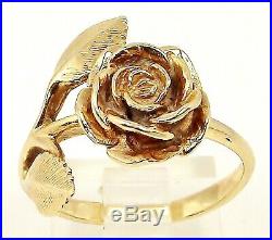 Retired JAMES AVERY Rose Rosebud Flower Leaf 14K YELLOW GOLD Size 7.5 Ring5.2 G