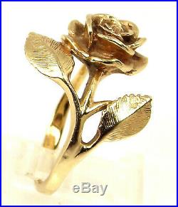 Retired JAMES AVERY Rose Rosebud Flower Leaf 14K YELLOW GOLD Size 7.5 Ring5.2 G