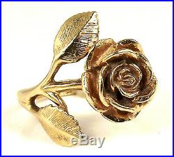 Retired JAMES AVERY Rose Rosebud Flower Leaf 14K YELLOW GOLD Size 7.5 Ring5.2 G