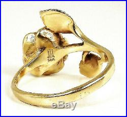 Retired JAMES AVERY Rose Rosebud Flower Leaf 14K YELLOW GOLD Size 7.5 Ring5.2 G