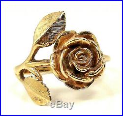 Retired JAMES AVERY Rose Rosebud Flower Leaf 14K YELLOW GOLD Size 7.5 Ring5.2 G