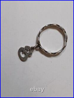 Retired JAMES AVERY Sterling Silver Dangle E Letter Charm Braided Ring Size 7