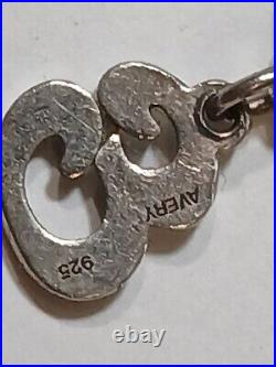 Retired JAMES AVERY Sterling Silver Dangle E Letter Charm Braided Ring Size 7