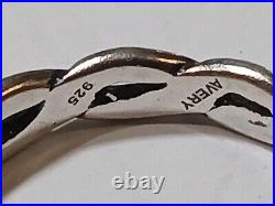 Retired JAMES AVERY Sterling Silver Dangle E Letter Charm Braided Ring Size 7