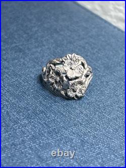 Retired JAMES AVERY Sterling Silver Triple DOGWOOD Flower PATINA Ring Size 8
