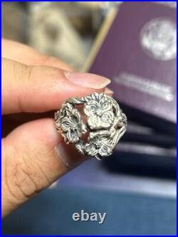 Retired JAMES AVERY Sterling Silver Triple DOGWOOD Flower PATINA Ring Size 8